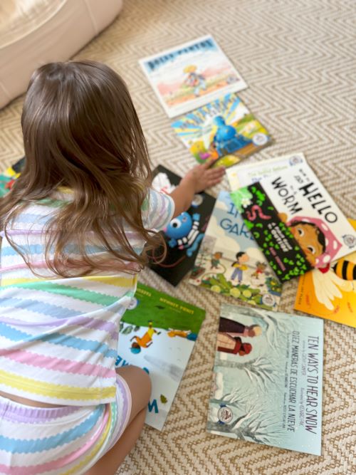 little girl with book